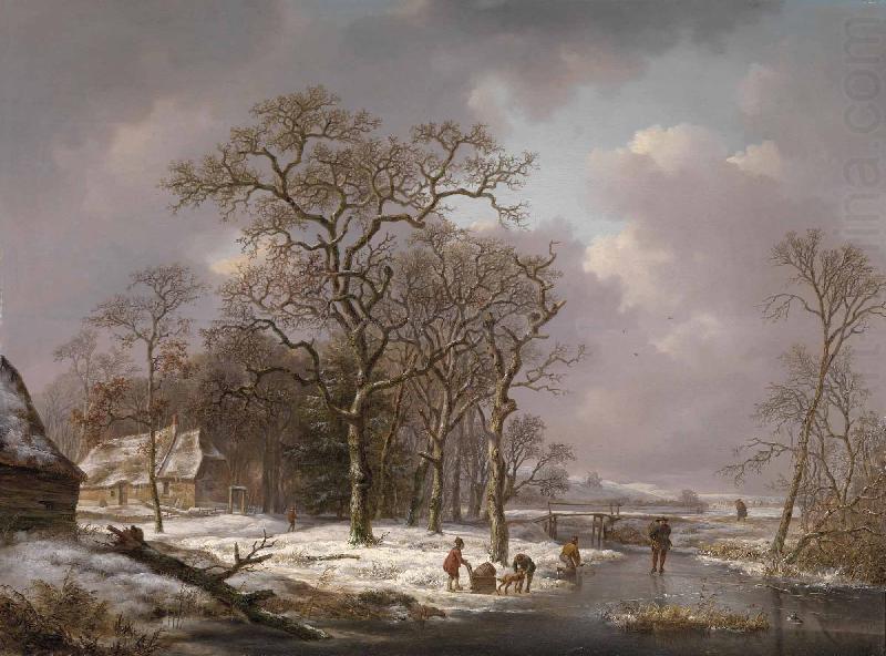 Figures in a Winter Landscape, Andreas Schelfhout